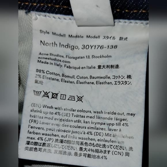 ACNE STUDIOS Jeans North Indigo size 29 x 32 Straight Leg Great Condition - Picture 5 of 17